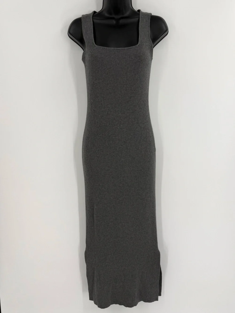 Kindred Bravely Ribbed Knit Square Neck Nursing Midi Dress | Gray | XS - Picture 2 of 7